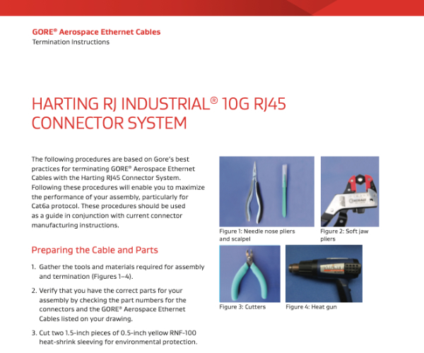 GORE? Aerospace Ethernet Cables - Termination Instructions - HARTING RJ Document Thumbnail